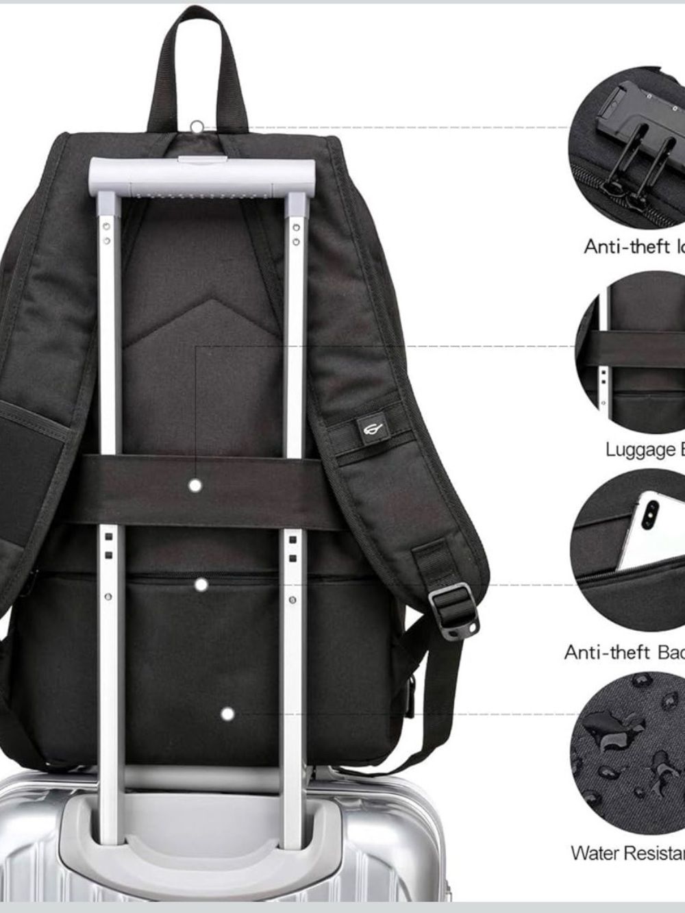 WENIG Black Travel & Commuter Backpack - Picture 2 of 9